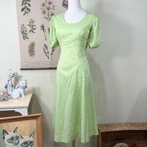 Vintage Pastel Green Floral Heart Dress Cottage Prairie Garden Party Coquette S
